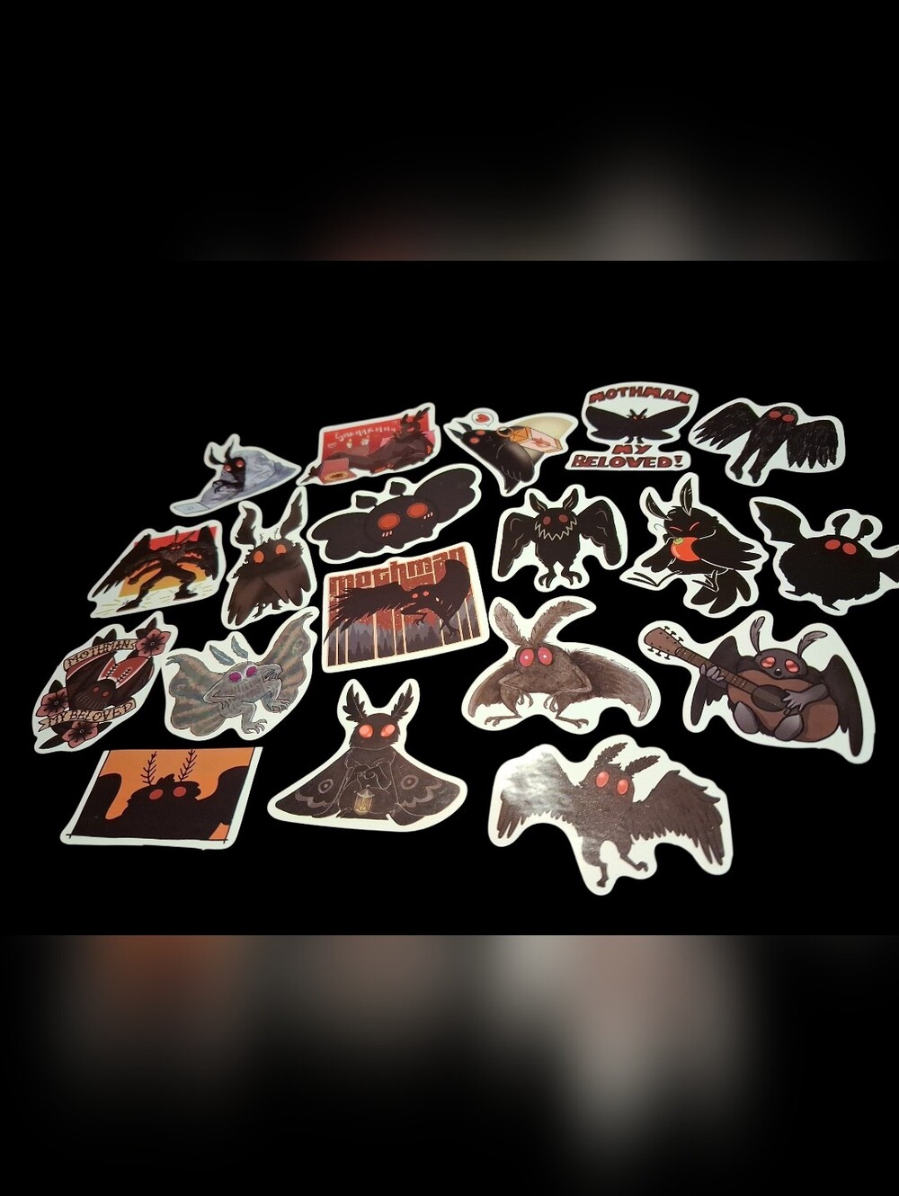Moth-Themed Sticker Sheet - Black & Red Designs